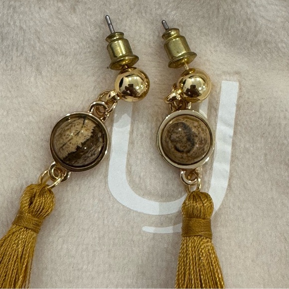Uncommon James Strawberry Fields Jasper Tassel Earrings, Gold - Picture 2 of 2